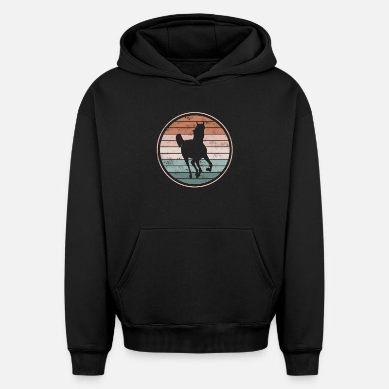 Cheval chevaux - Sweat à capuche unisexe oversize épais SPREAD - noir