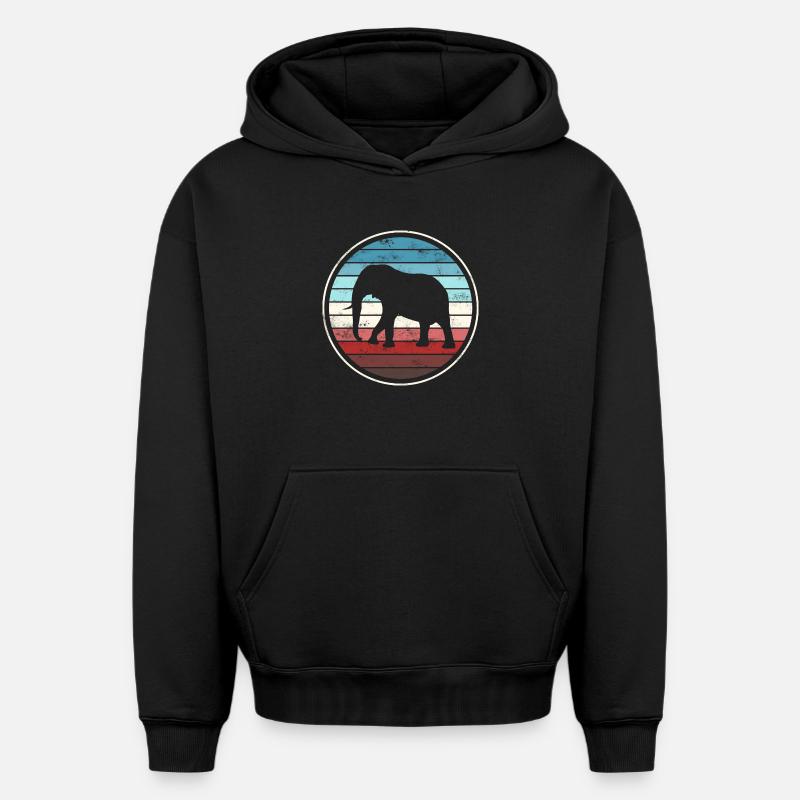 Éléphant éléphant - Sweat à capuche unisexe oversize épais SPREAD - noir