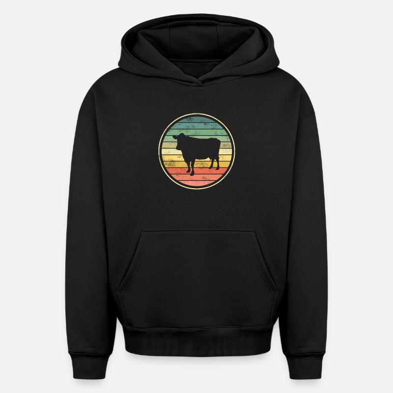 Vache Vaches - Sweat à capuche unisexe oversize épais SPREAD - noir