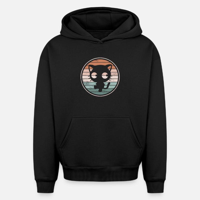 Chats Chats - Sweat à capuche unisexe oversize épais SPREAD - noir
