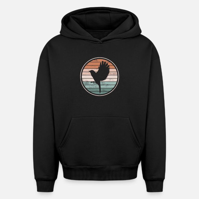 Oiseaux Oiseaux - Sweat à capuche unisexe oversize épais SPREAD - noir