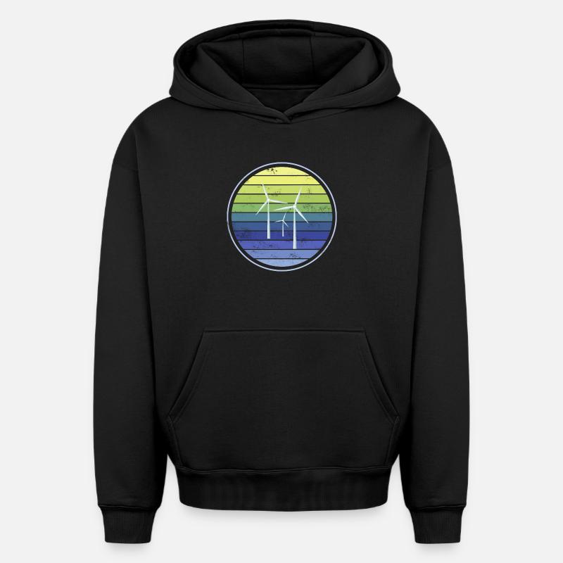 Durabilité de l’énergie éolienne - Sweat à capuche unisexe oversize épais SPREAD - noir