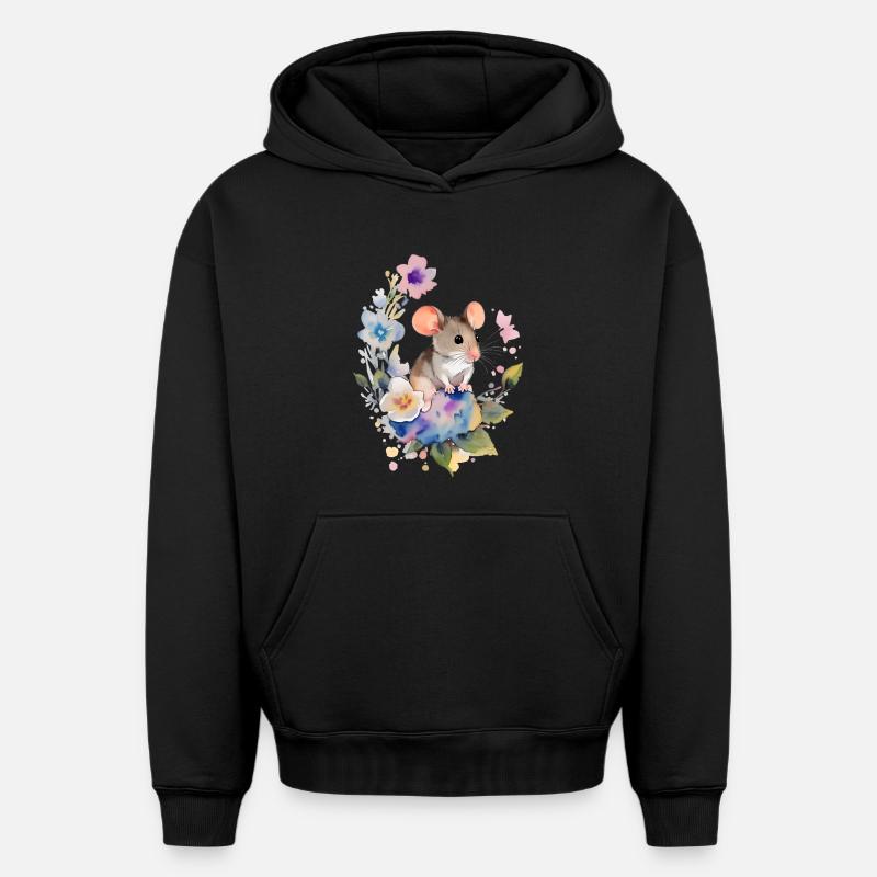 Petite souris - Sweat à capuche unisexe oversize épais SPREAD - noir