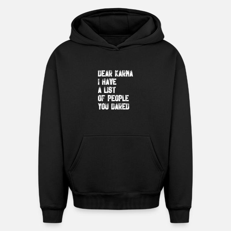 Cher Karma, - Sweat à capuche unisexe oversize épais SPREAD - noir