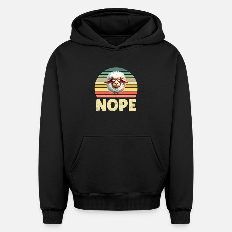Drôle de mouton - Sweat à capuche unisexe oversize épais SPREAD - noir
