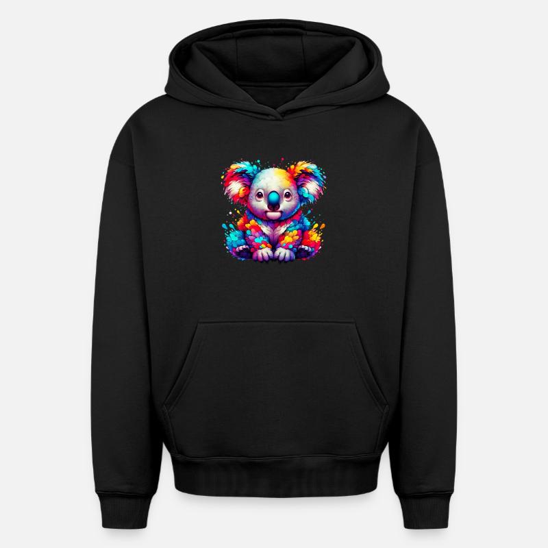 Koala - Sweat à capuche unisexe oversize épais SPREAD - noir