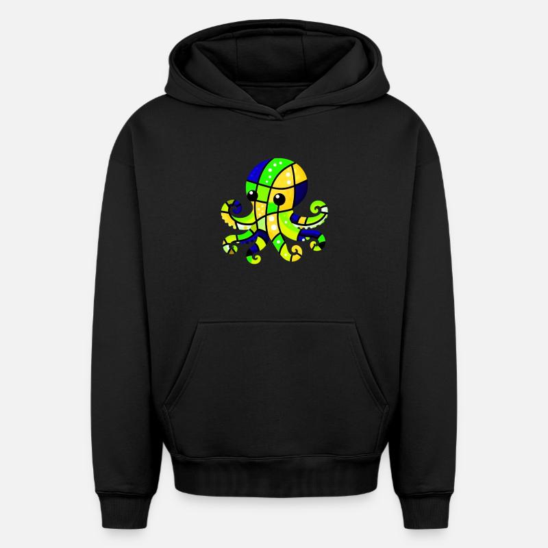 Pieuvre - Sweat à capuche unisexe oversize épais SPREAD - noir