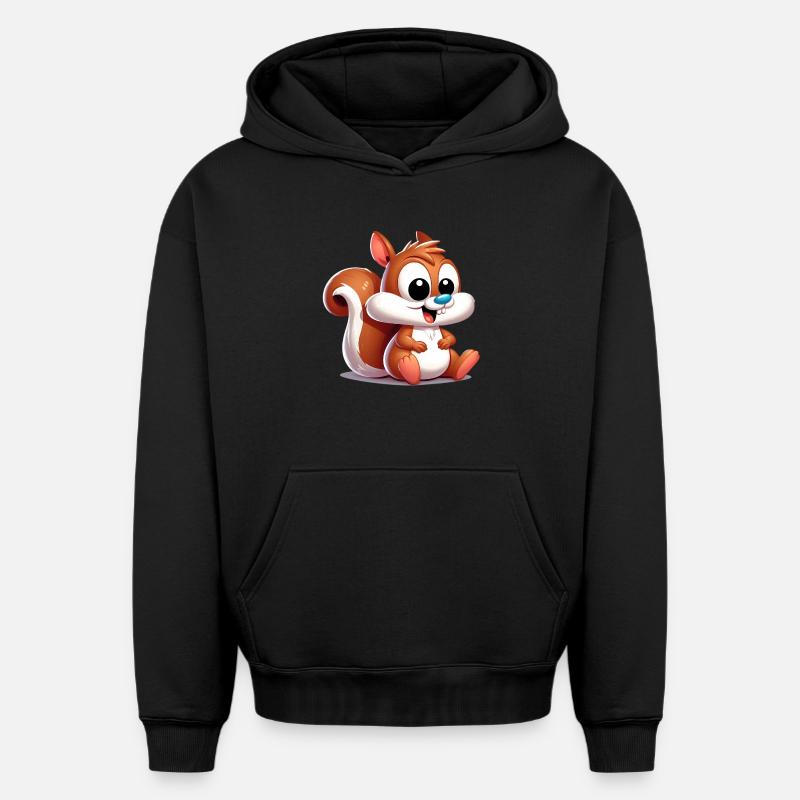 Écureuil - Sweat à capuche unisexe oversize épais SPREAD - noir