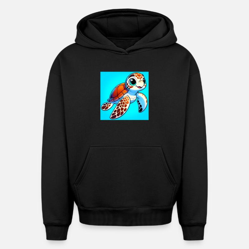 tortue - Sweat à capuche unisexe oversize épais SPREAD - noir