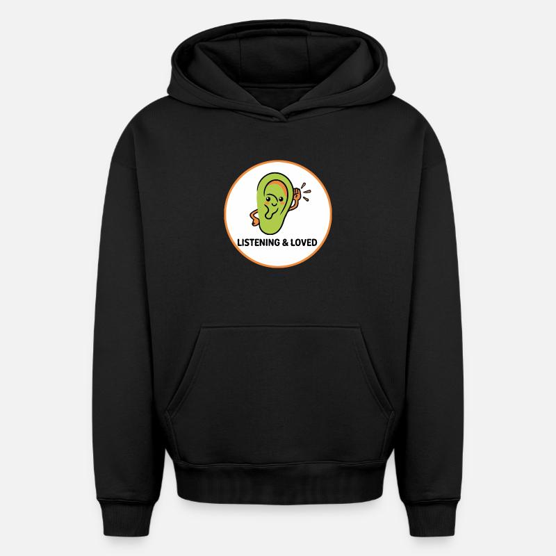 À l’écoute et aimé - Sweat à capuche unisexe oversize épais SPREAD - noir