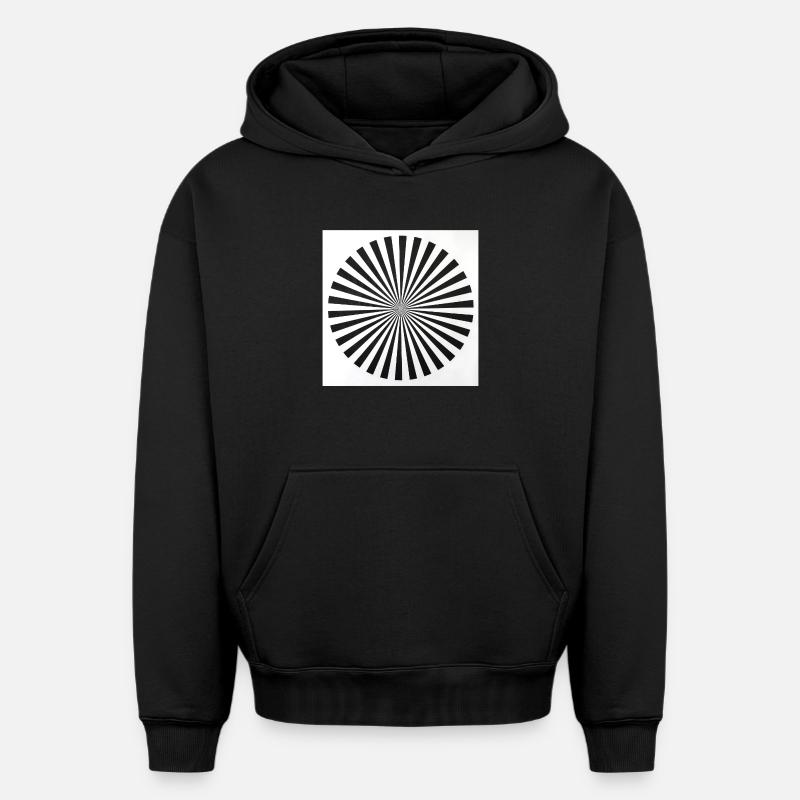Illusion d’optique radiale - Sweat à capuche unisexe oversize épais SPREAD - noir