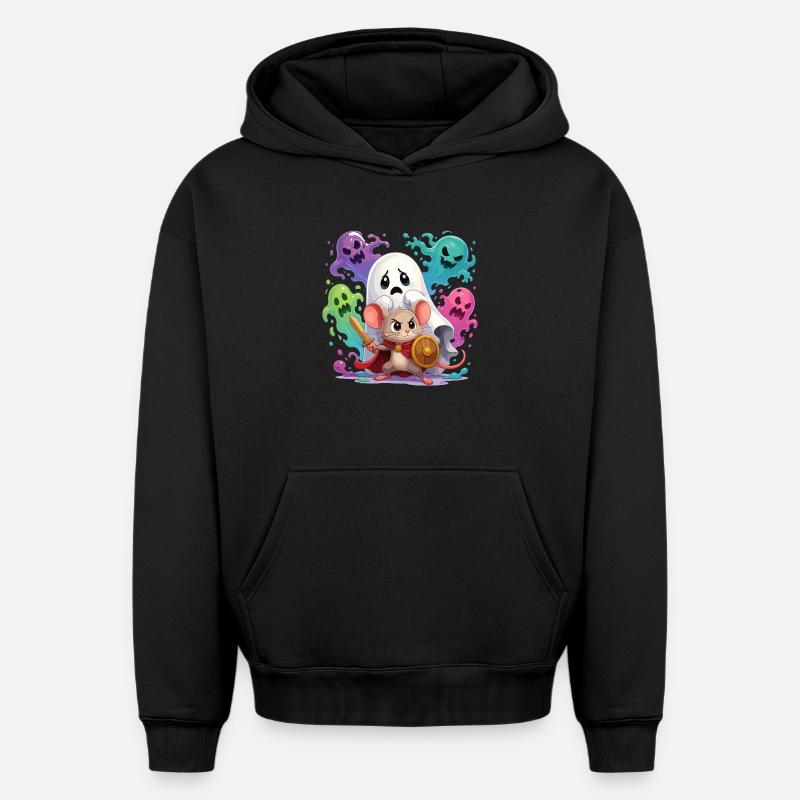 Aventure Fantôme Chevalier Souris - Sweat à capuche unisexe oversize épais SPREAD - noir