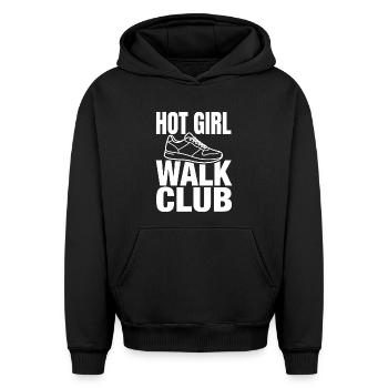 Hot Girl Walk Club avec des baskets - Sweat à capuche unisexe oversize épais SPREAD - noir - Devant - AI Model Female 172 light (172cm) & AI Model Male 185 light (185cm)