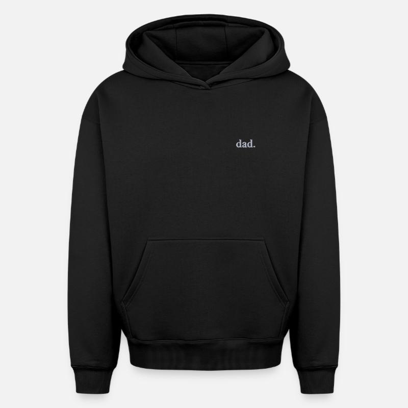 Lettrage papa blanc brodé - Sweat à capuche unisexe oversize épais SPREAD - noir