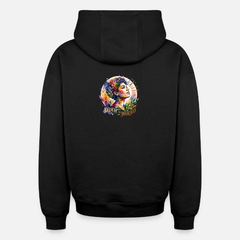 Portrait de Croyez en vous - Sweat à capuche unisexe oversize épais SPREAD - noir