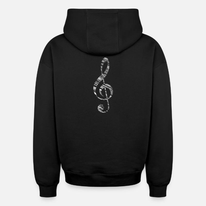 Clef musique symbole note signe - Sweat à capuche unisexe oversize épais SPREAD - noir