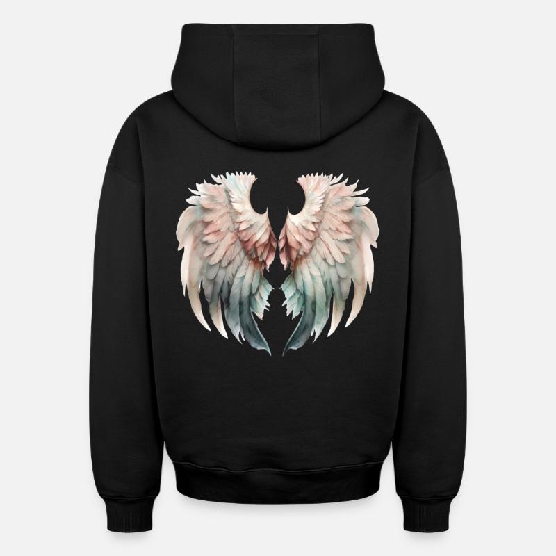 Ailes Pastel Envolée Douce - Sweat à capuche unisexe oversize épais SPREAD - noir