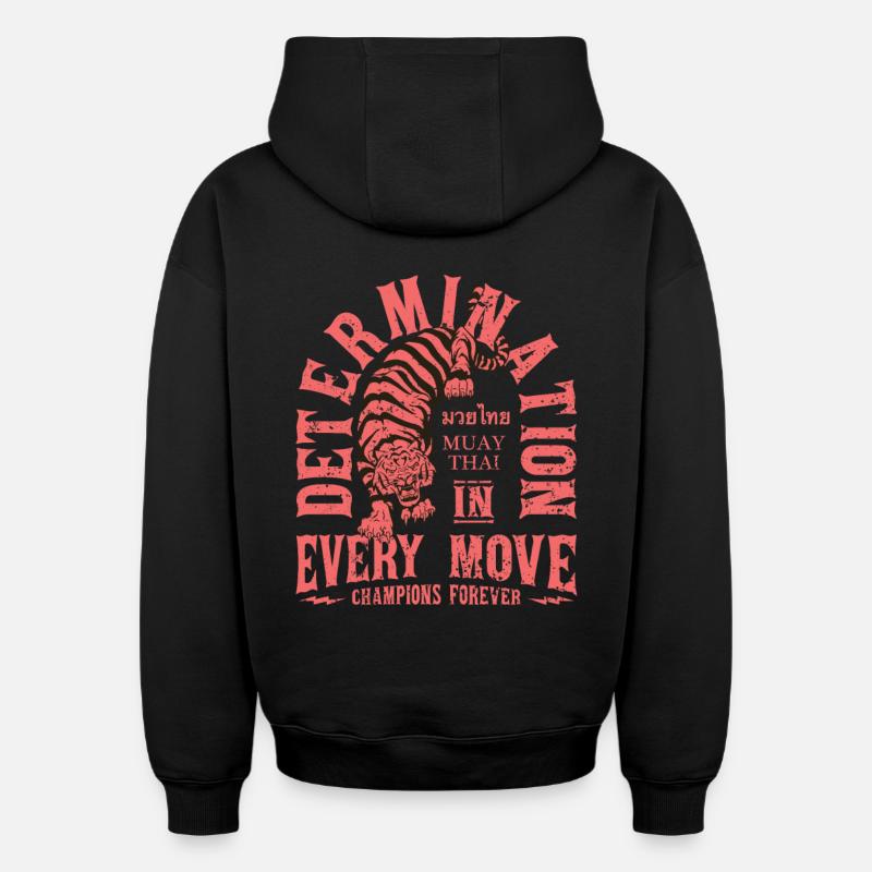 Arts martiaux Muay Thai - Sweat à capuche unisexe oversize épais SPREAD - noir