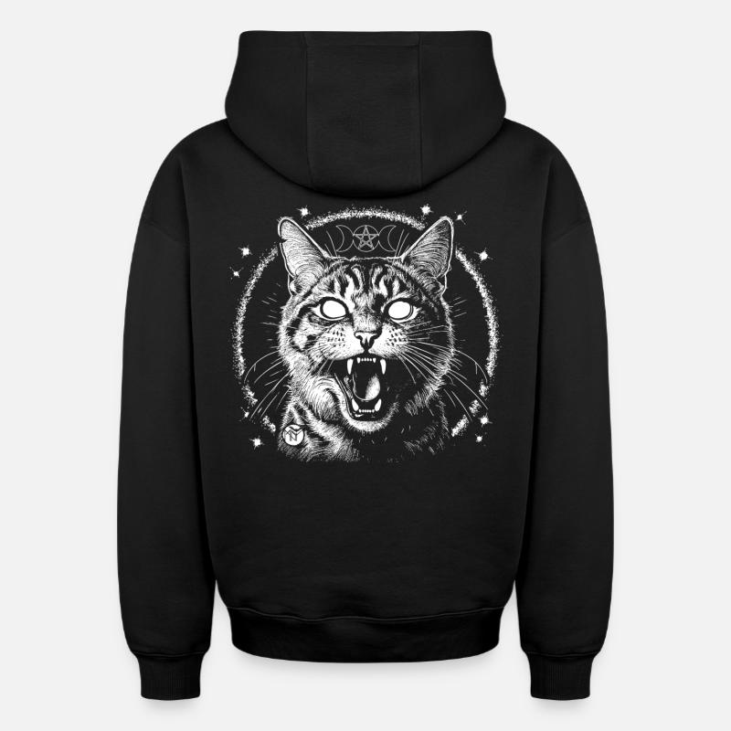 Bewitched Tabby - Oversized Heavyweight Unisex Hoodie - Schwarz