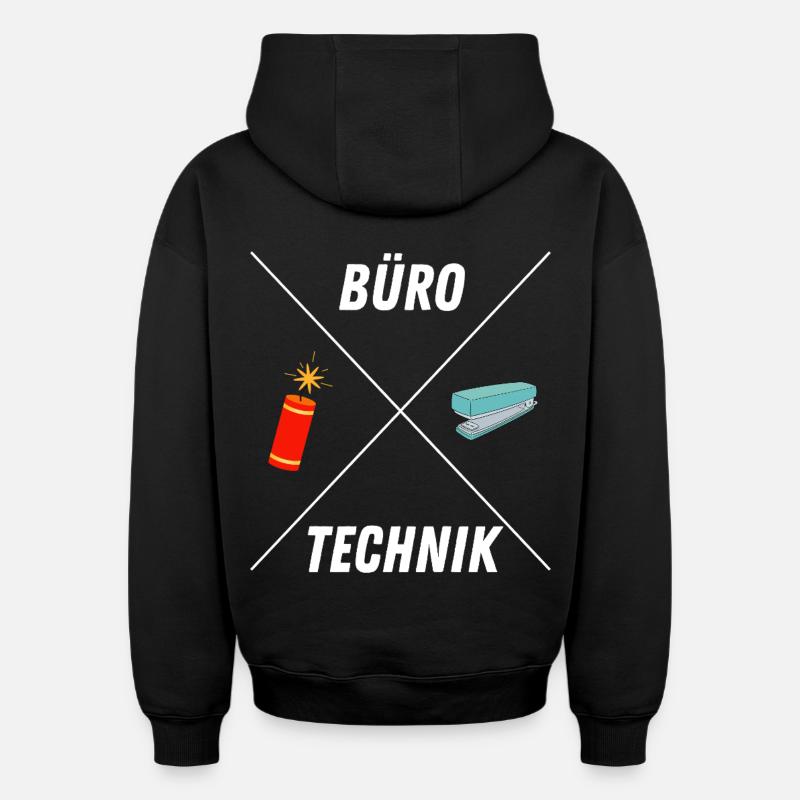 BUROTECHNIK - Oversized Heavyweight Unisex Hoodie - Schwarz