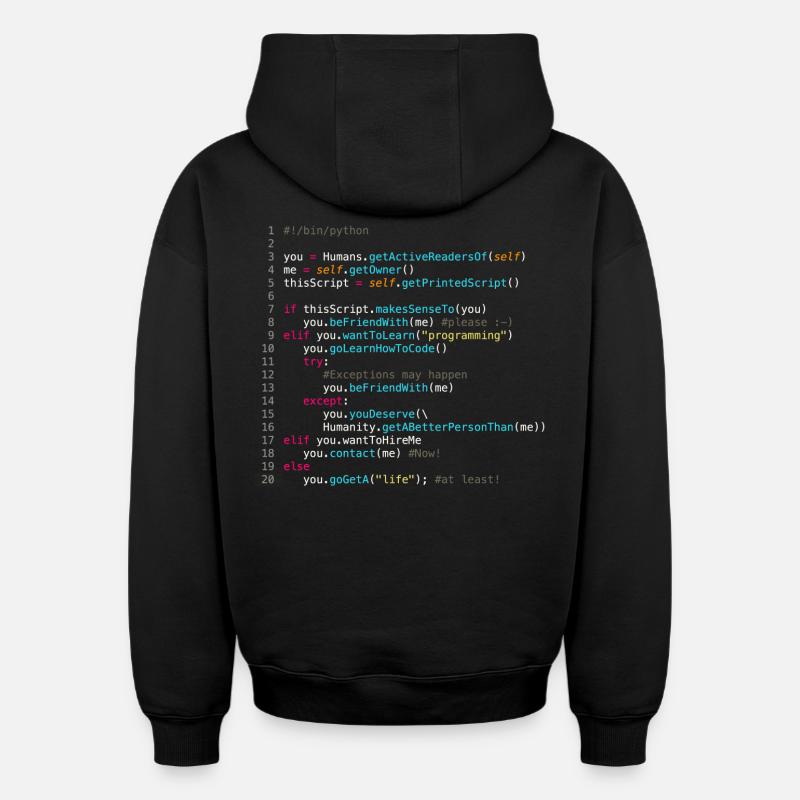 Sei mit Programmierern befreundet (in Python) - Oversized Heavyweight Unisex Hoodie - Schwarz