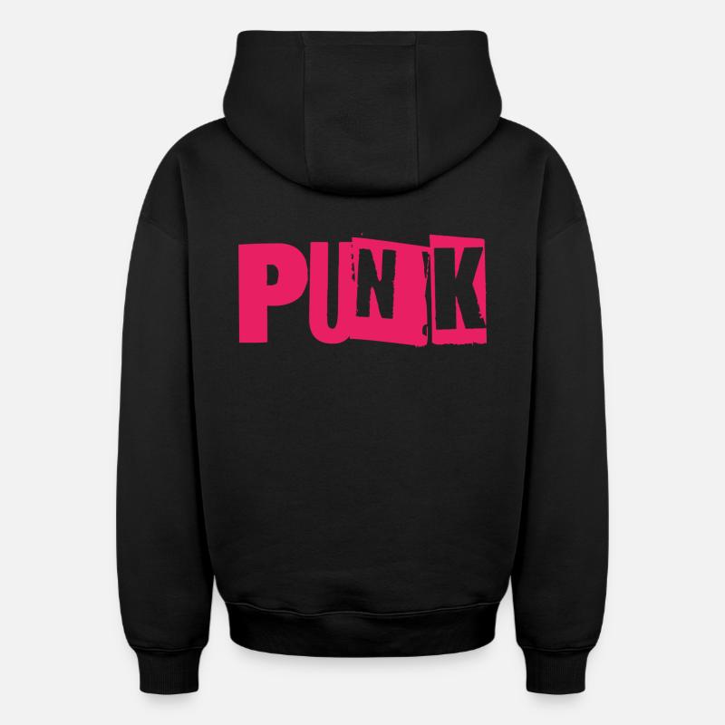 Bug punk Néon - Sweat à capuche unisexe oversize épais SPREAD - noir