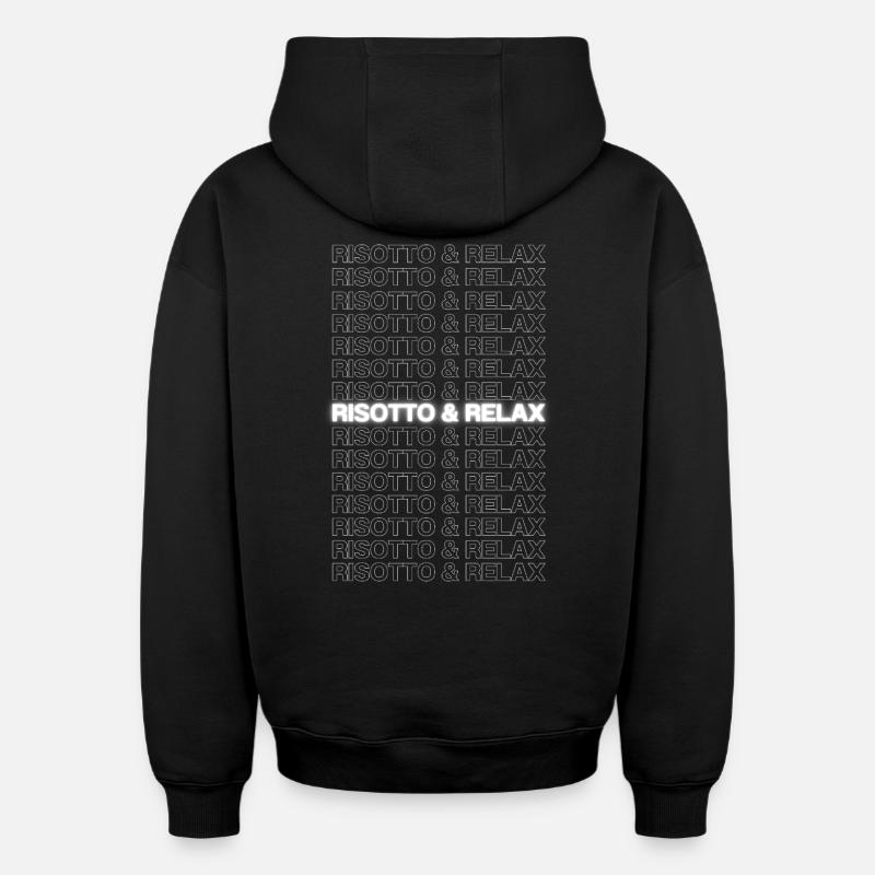 Risotto & Relax - Sweat à capuche unisexe oversize épais SPREAD - noir