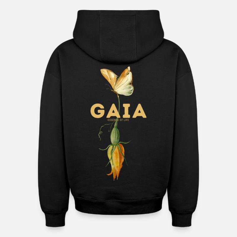 Respire en fleurs - Sweat à capuche unisexe oversize épais SPREAD - noir