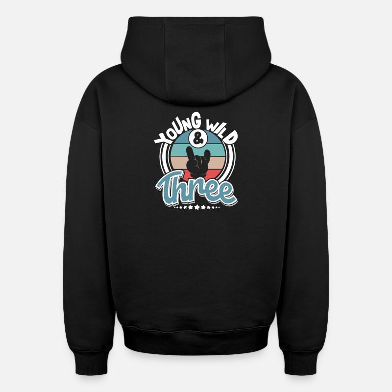 Young Wild And Three - Sweat à capuche unisexe oversize épais SPREAD - noir