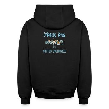 I can't I have synchronized swimming - Oversized Heavyweight Unisex Hoodie - black - Back - AI Model Male 185 light (185cm)