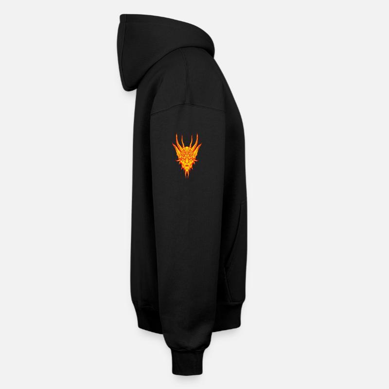 Démon du feu - Sweat à capuche unisexe oversize épais SPREAD - noir