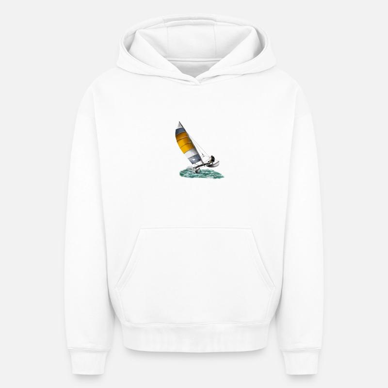 catamaran - Sweat à capuche unisexe oversize épais SPREAD - blanc