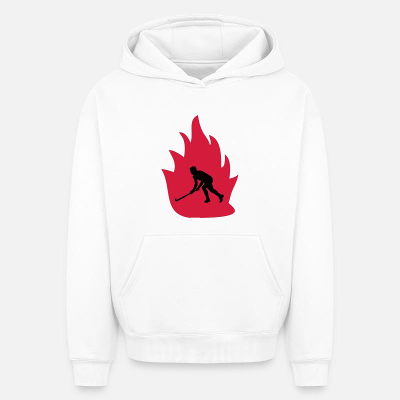 Feu de floorball - Sweat à capuche unisexe oversize épais SPREAD - blanc