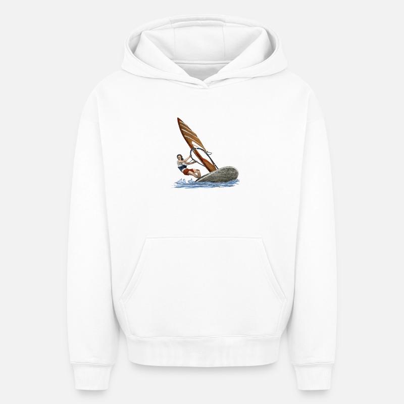 Windsurfing - Sweat à capuche unisexe oversize épais SPREAD - blanc