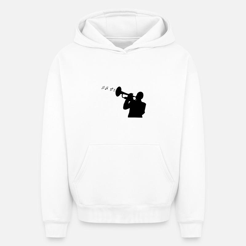musique jazz - Sweat à capuche unisexe oversize épais SPREAD - blanc
