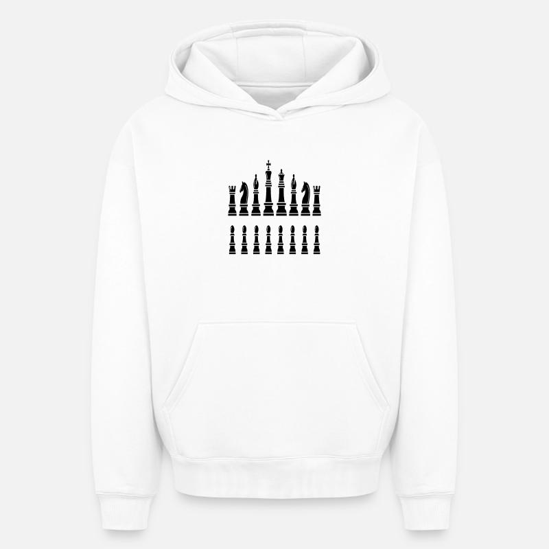 echec mat - Sweat à capuche unisexe oversize épais SPREAD - blanc