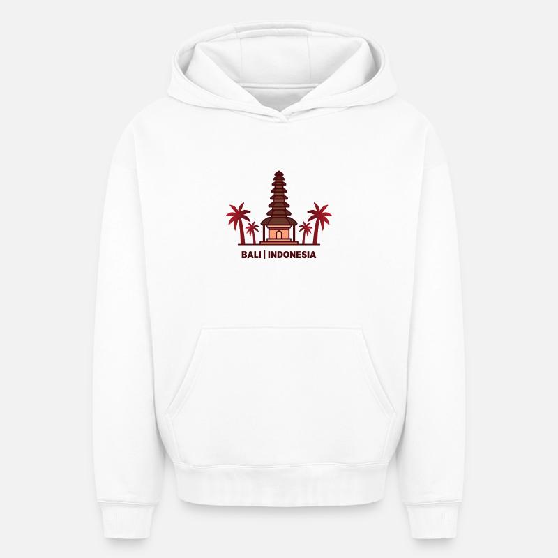 Bali Indonésie - Sweat à capuche unisexe oversize épais SPREAD - blanc