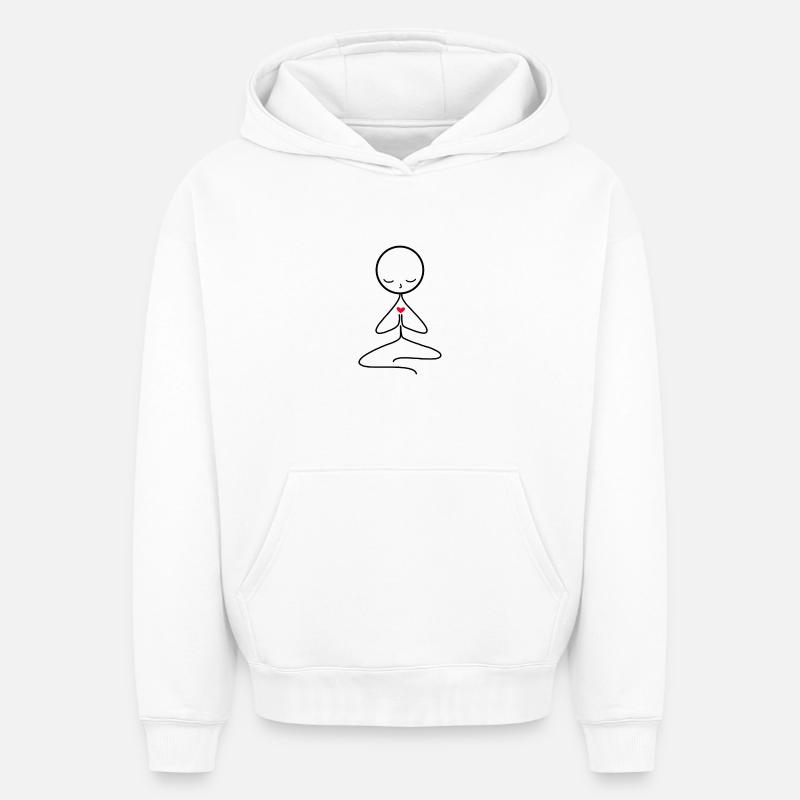Méditation - Sweat à capuche unisexe oversize épais SPREAD - blanc