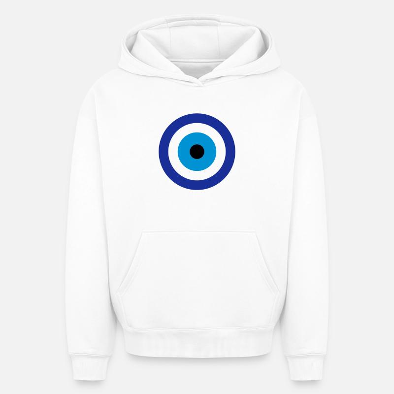 Blue Evil Eye - Sweat à capuche unisexe oversize épais SPREAD - blanc