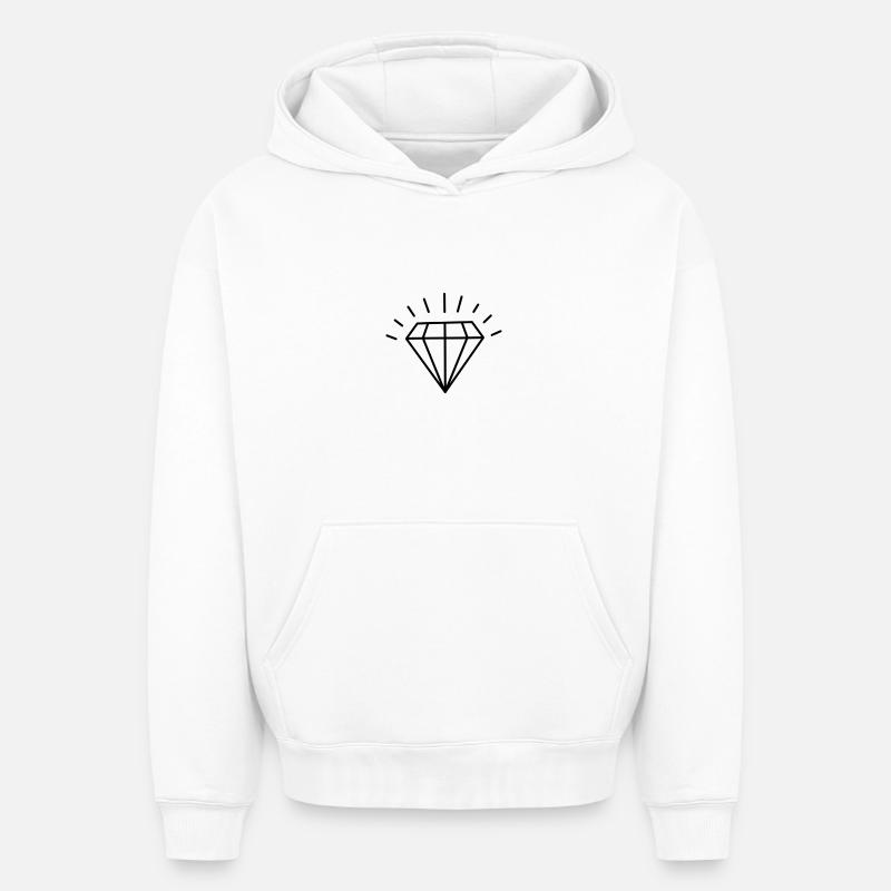 Diamant Brilliant Style de bijoux - Sweat à capuche unisexe oversize épais SPREAD - blanc