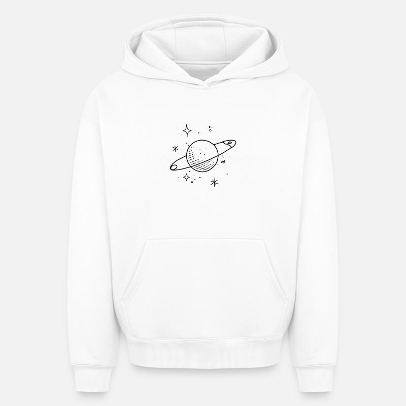 Planètes de l’espace - Sweat à capuche unisexe oversize épais SPREAD - blanc