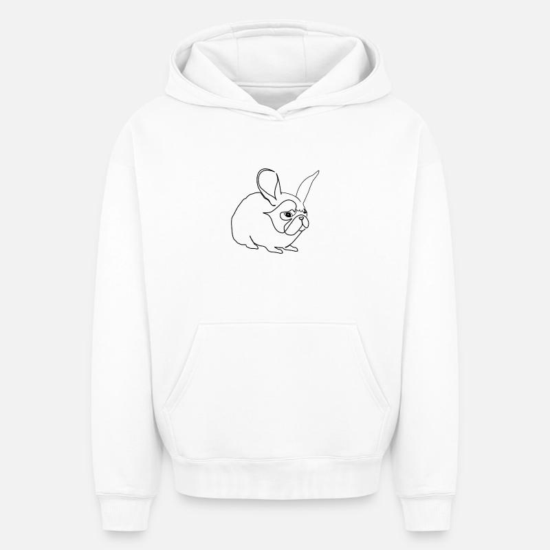 Hase oder Mops - Oversized Heavyweight Unisex Hoodie - Weiß