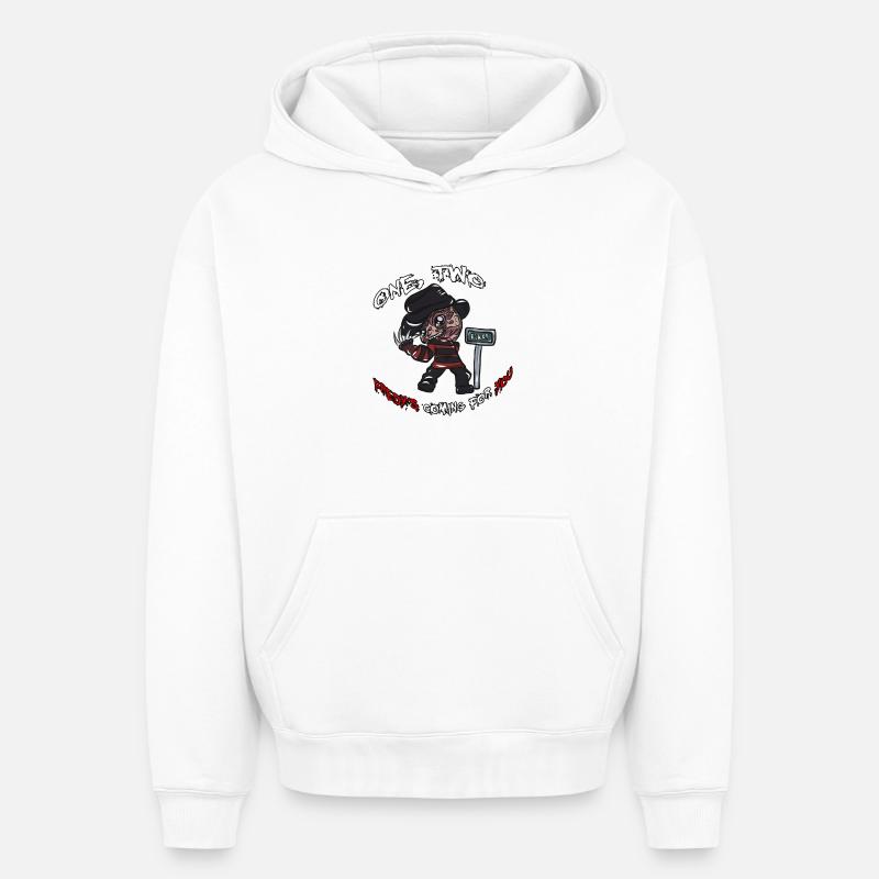 Le cadeau d'Halloween de Freddy - Sweat à capuche unisexe oversize épais SPREAD - blanc