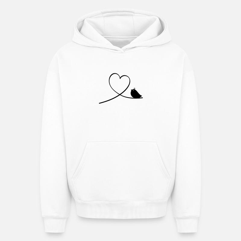 Oiseau - Sweat à capuche unisexe oversize épais SPREAD - blanc