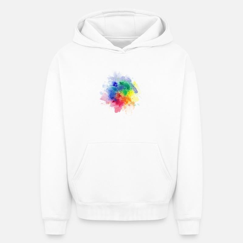 Colour Splash - Sweat à capuche unisexe oversize épais SPREAD - blanc