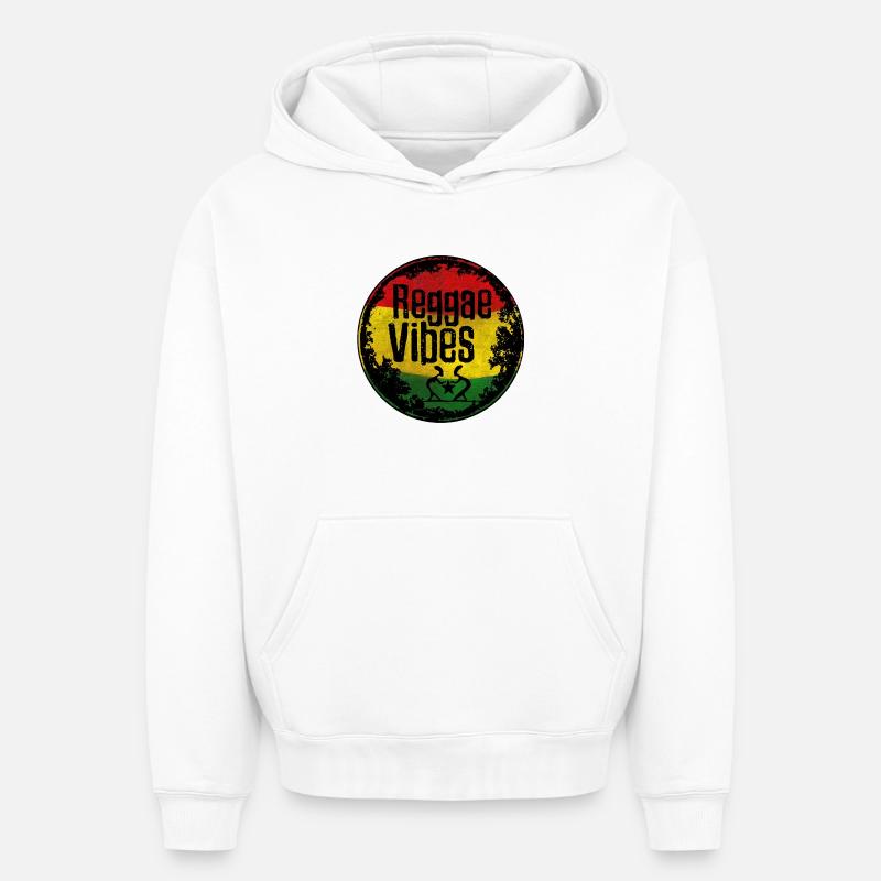 Reggae Vibes Rasta Design - Sweat à capuche unisexe oversize épais SPREAD - blanc