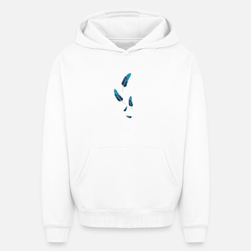 Plumes - Sweat à capuche unisexe oversize épais SPREAD - blanc