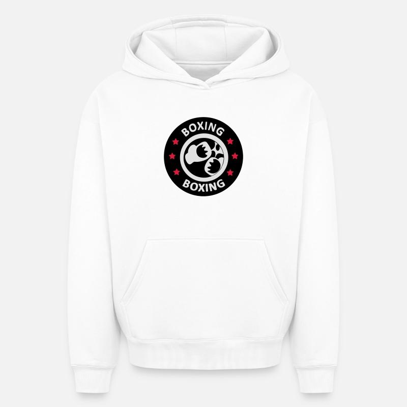 Boxing - Sweat à capuche unisexe oversize épais SPREAD - blanc