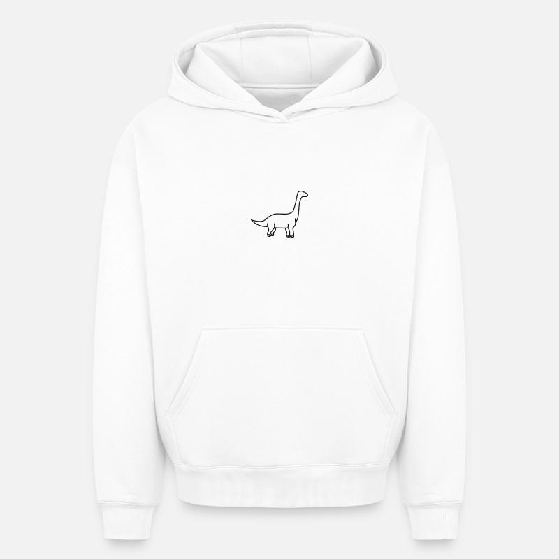 dinosaure - Sweat à capuche unisexe oversize épais SPREAD - blanc