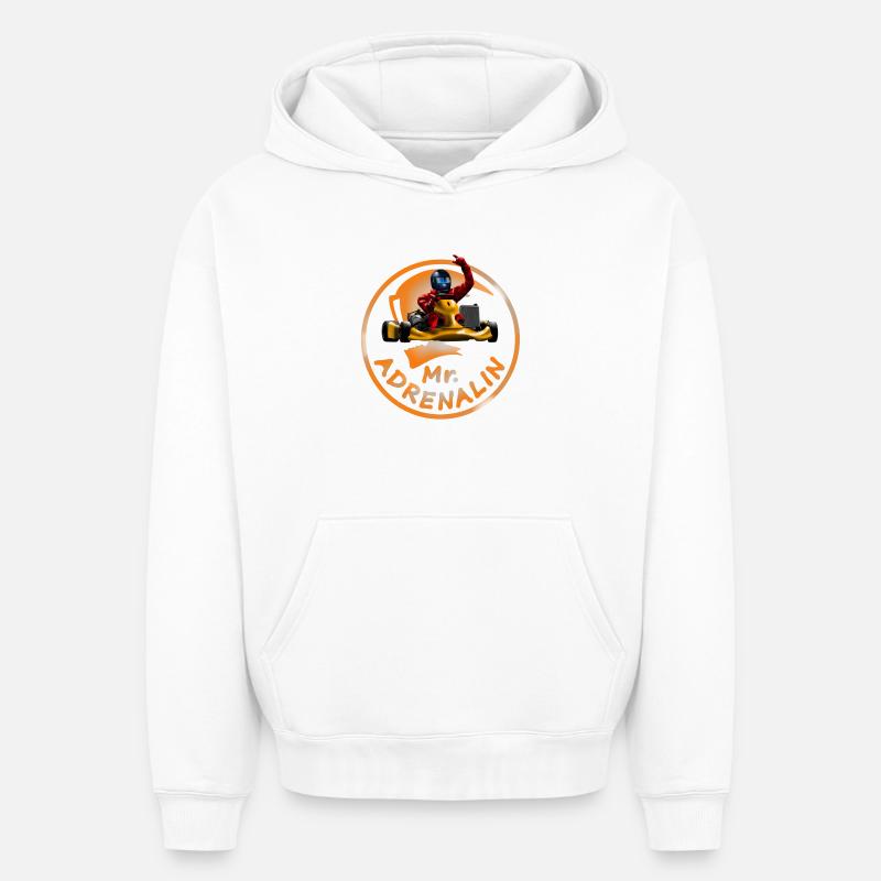 Karting Mr. Adrenalin - Sweat à capuche unisexe oversize épais SPREAD - blanc